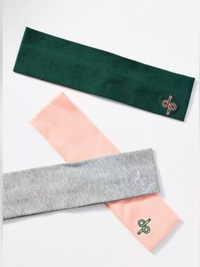 Anthropologie Stretch Headband Trio - Forest Green, Heather Gray & Peach